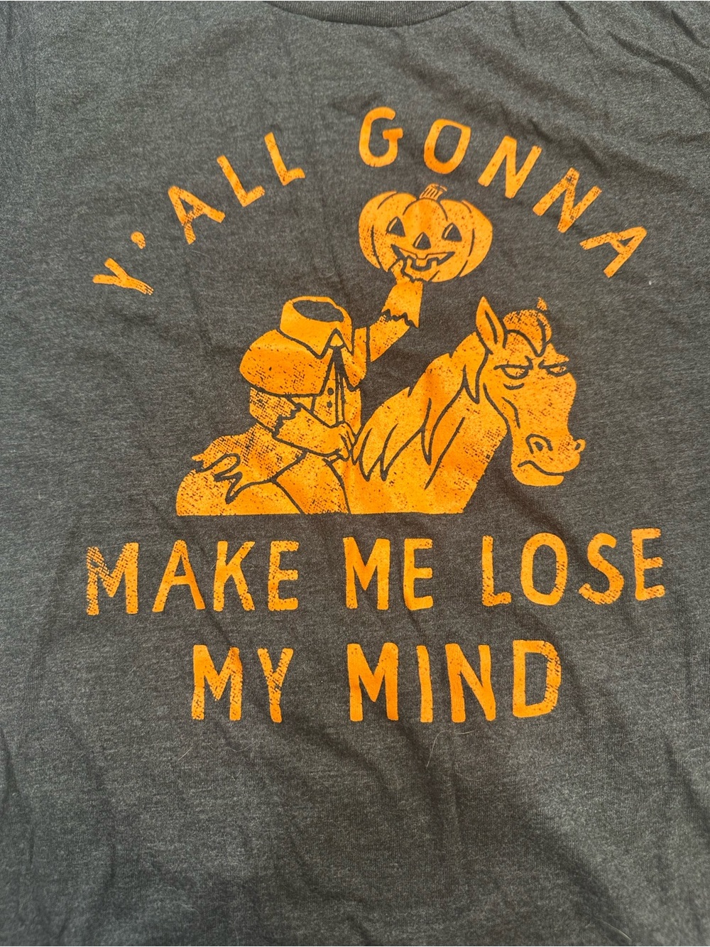Crazy Dog T-Shirts Gray Tee with Orange Halloween Graphic